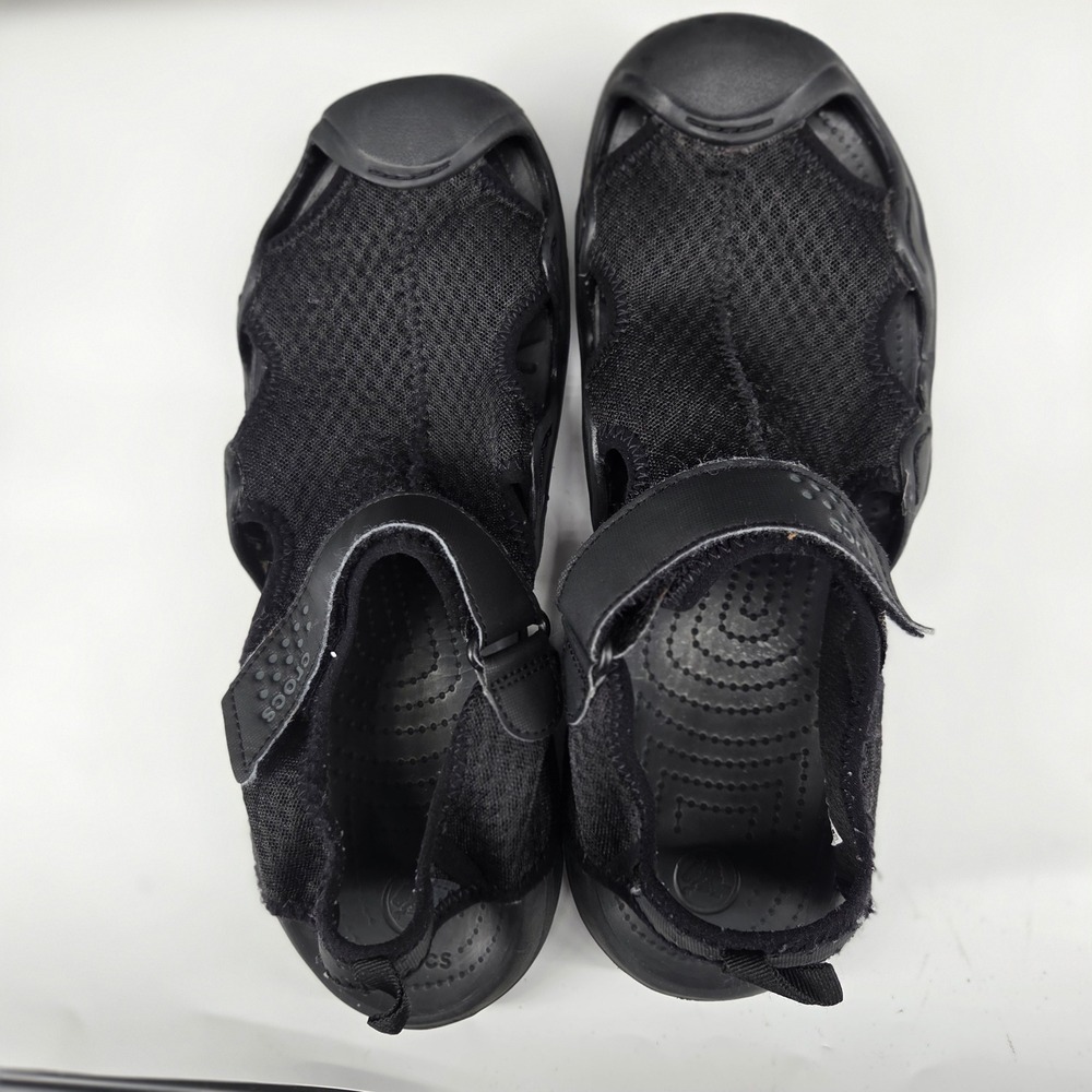 Crocs Black Mesh Water Sport Sandals Men's Beach Size 13 Hook and Loop
